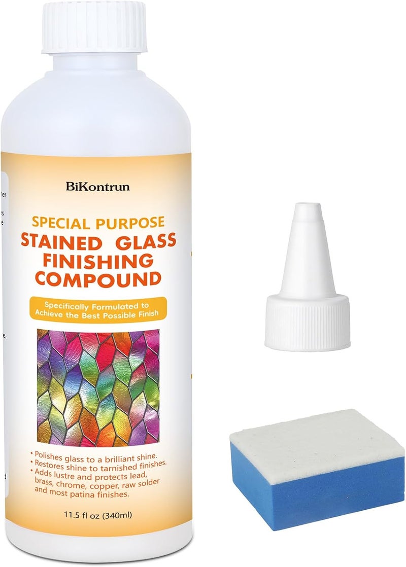 BiKontrun Stained Glass Polish Finishing Compound, Professional Polish & Cleaner for Stained Glass, Restores Brilliant Shine Protects Finish, Removes Oxidation Tarnish Oil Film for Artists & Hobbyists - Image 1